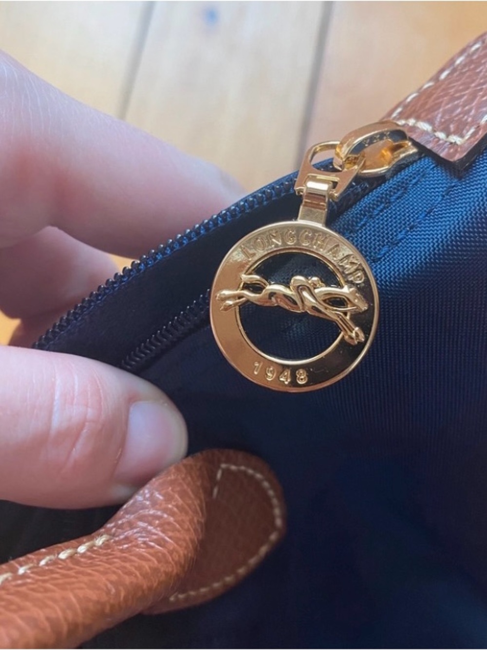 NEW Longchamp Le Pliage Small Handbag with Short Handles in Navy - Picture 8 of 11